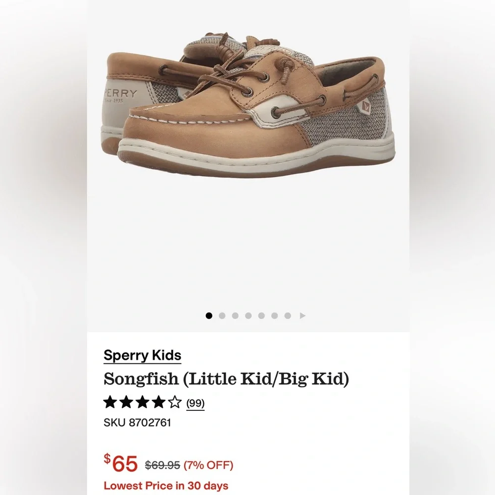 Sperry Kids Tan Moccasins